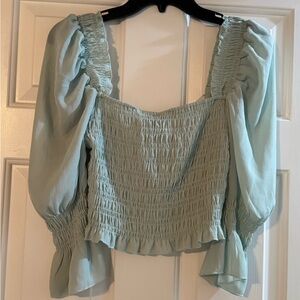 Smocked Sage Green Women's Top